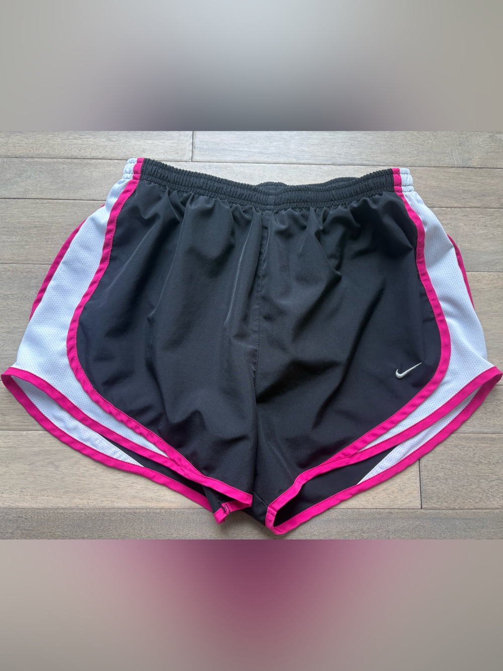 Nike Women’s Black Athletic Shorts with Hot Pink Trim